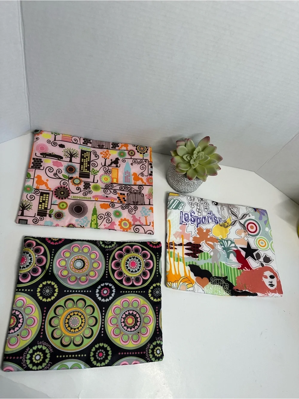 Lesportsac Colorful Patterned Bandana Set - Pink, Black, Green, Yellow